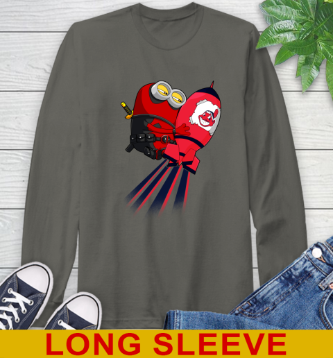 MLB Baseball Cleveland Indians Deadpool Minion Marvel Shirt Long Sleeve T-Shirt 10