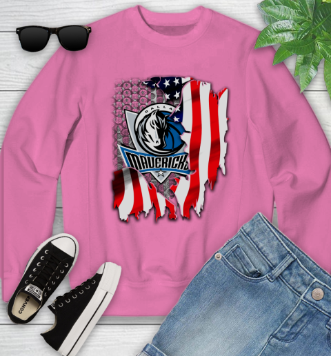 Dallas Mavericks NBA Basketball American Flag Youth Sweatshirt 6