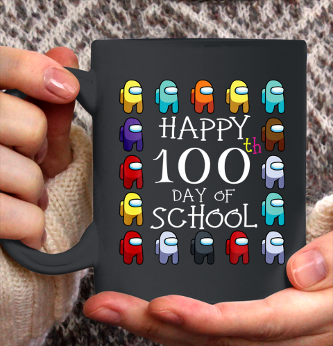 Happy 100 Days Of School Among With Us For Kids Game Lover Ceramic Mug 11oz