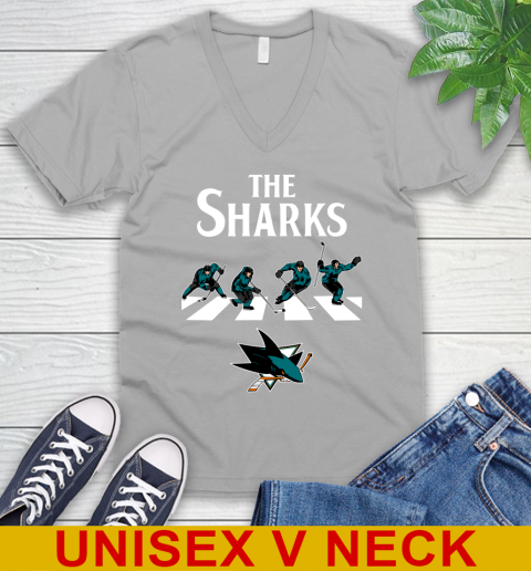 NHL Hockey San Jose Sharks The Beatles Rock Band Shirt V-Neck T-Shirt 3