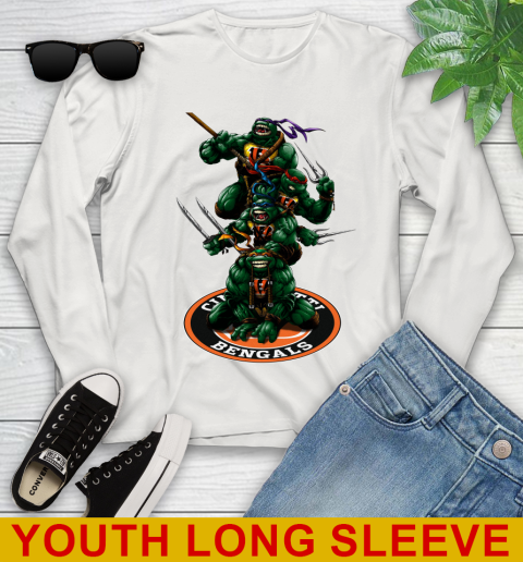 NFL Football Cincinnati Bengals Teenage Mutant Ninja Turtles Shirt Youth Long Sleeve 12