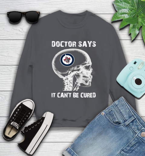 NHL Winnipeg Jets Hockey Skull It Can't Be Cured Shirt Sweatshirt 6