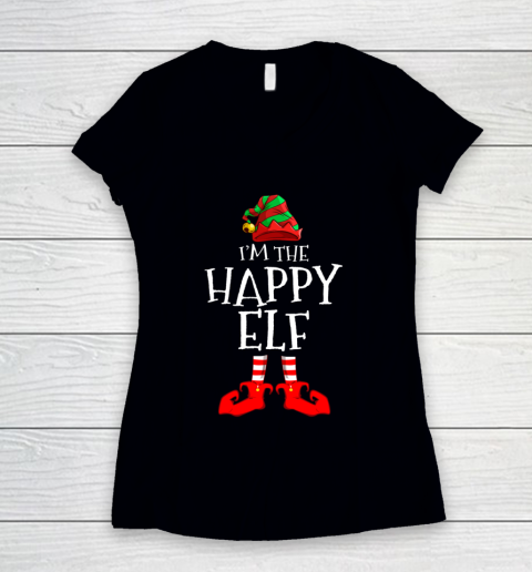 I m The Happy Elf Matching Family Group Christmas Women's V-Neck T-Shirt