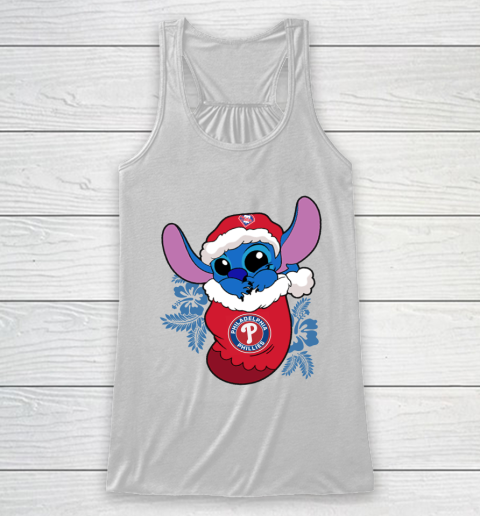 Philadelphia Phillies Christmas Stitch In The Sock Funny Disney MLB Racerback Tank 2