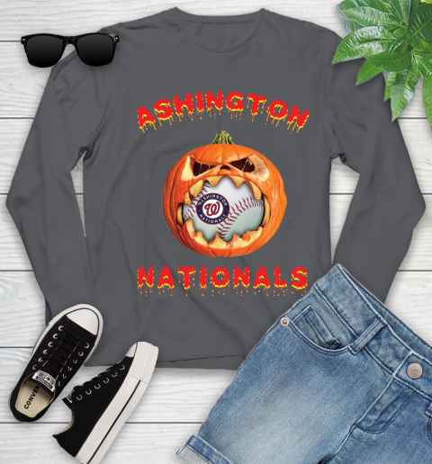 MLB Washington Nationals Halloween Pumpkin Baseball Sports Youth Long Sleeve 8