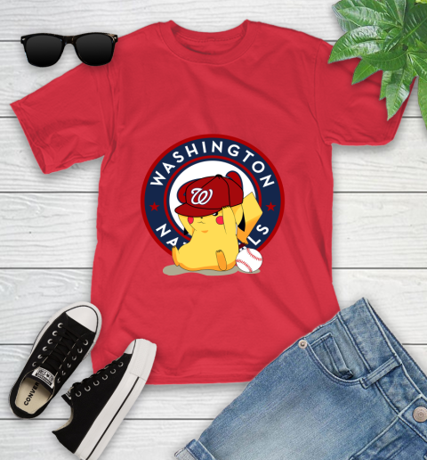 MLB Pikachu Baseball Sports Washington Nationals Youth T-Shirt 10