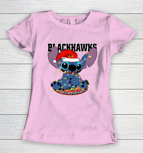 Chicago Blackhawks NHL Hockey noel stitch Christmas Women's T-Shirt 6