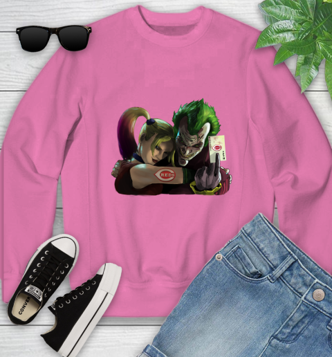 Cincinnati Reds MLB Baseball Joker Harley Quinn Suicide Squad Youth Sweatshirt 7