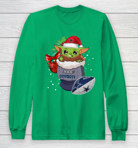 Dallas Cowboys Christmas Baby Yoda Star Wars Funny Happy NFL Long Sleeve T-Shirt 7