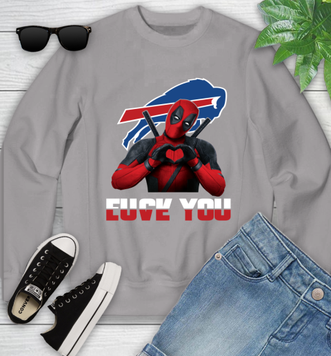 NHL Buffalo Bills Deadpool Love You Fuck You Football Sports Youth Sweatshirt 3