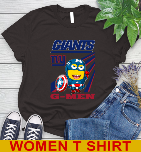 NFL Football New York Giants Captain America Marvel Avengers Minion Shirt Women's T-Shirt 9