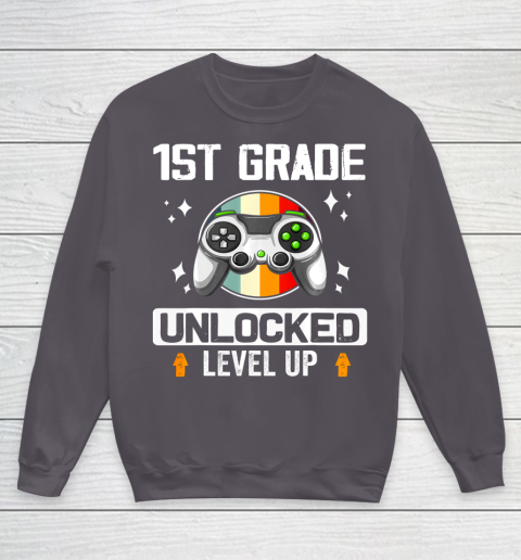 Next Level t shirts 1st Grade Unlocked Level Up Back To School First Grade Gamer Youth Sweatshirt 5