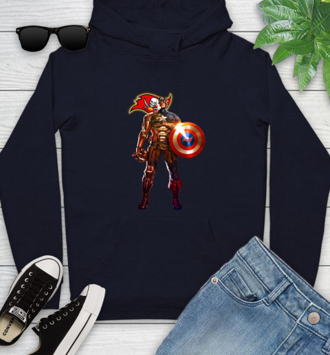NFL Captain America Marvel Avengers Endgame Football Sports Tampa Bay Buccaneers Youth Hoodie 4