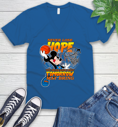 New York Knicks NBA Basketball Mickey Disney Never Lose Hope V-Neck T-Shirt 5