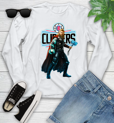 NBA Thor Avengers Endgame Basketball Los Angeles Clippers Youth Long Sleeve