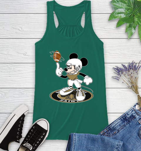NFL Football New Orleans Saints Cheerful Mickey Disney Shirt Racerback Tank 7
