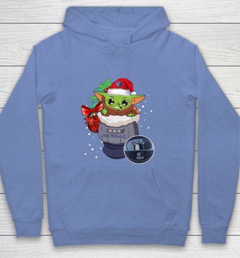 Memphis Grizzlies Christmas Baby Yoda Star Wars Funny Happy NBA Youth Hoodie 10