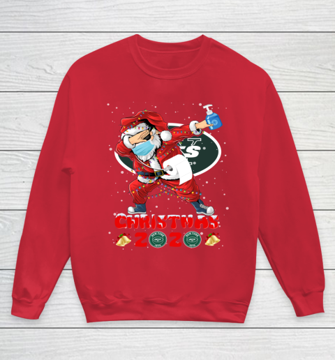 New York Jets Funny Santa Claus Dabbing Christmas 2020 NFL Youth Sweatshirt 7