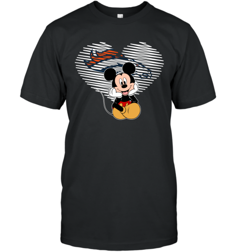 NFL Denver Broncos The Heart Mickey Mouse Disney Football T Shirt