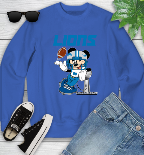 NFL Detroit Lions Mickey Mouse Disney Super Bowl Football T Shirt Youth Sweatshirt 8