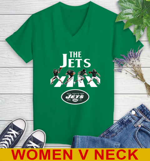 NFL Football New York Jets The Beatles Rock Band Shirt Women's V-Neck T-Shirt 5