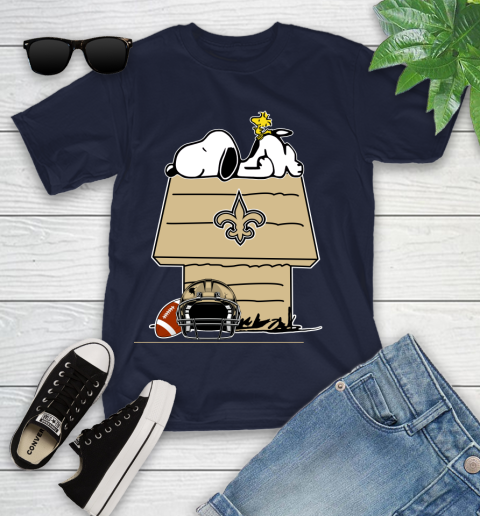 New Orleans Saints NFL Football Snoopy Woodstock The Peanuts Movie Youth T-Shirt 3