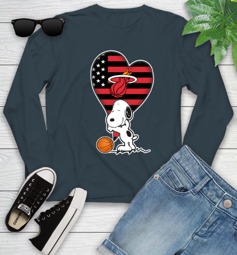 Miami Heat NBA Basketball The Peanuts Movie Adorable Snoopy Youth Long Sleeve 8