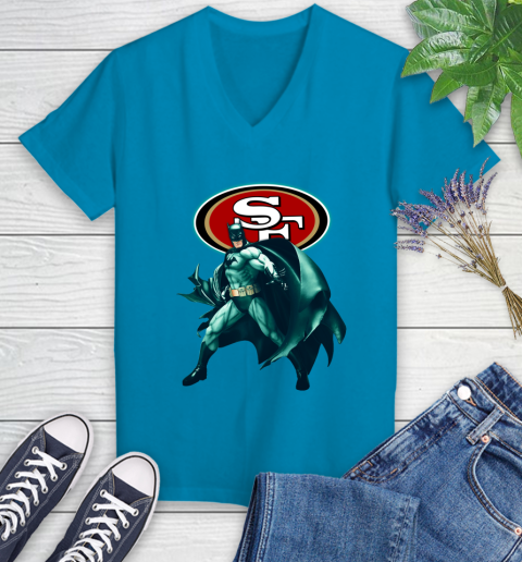 NFL Batman Football Sports San Francisco 49ers Women's V-Neck T-Shirt 7