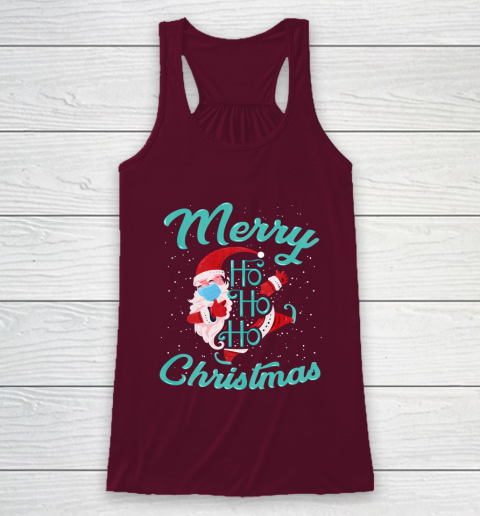 Merry Christmas Ho Ho Ho Santa Claus Wearing A Face Mask Racerback Tank 2