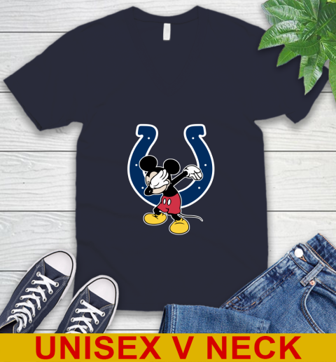 Indianapolis Colts NFL Football Dabbing Mickey Disney Sports V-Neck T-Shirt 3