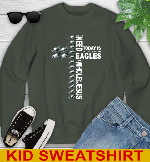 NFL All I Need Today Is A Little Bit Of Philadelphia Eagles Cross Shirt Youth Sweatshirt 9 NFL All I Need Today Is A Little Bit Of Philadelphia Eagles Cross Shirt Youth Sweatshirt - Image 9