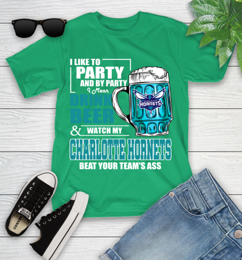 NBA Drink Beer and Watch My Charlotte Hornets Beat Your Team' Ass Youth T-Shirt 8