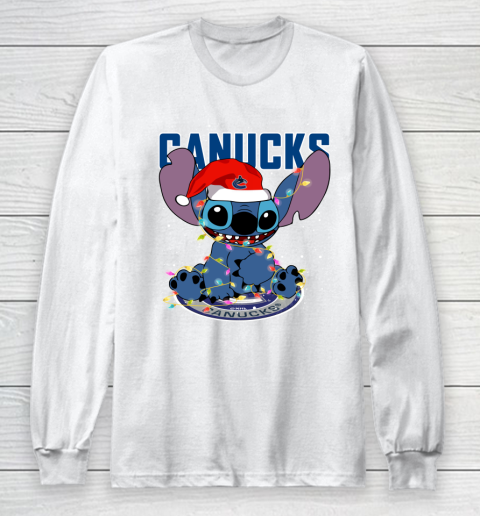 Vancouver Canucks NHL Hockey noel stitch Christmas Long Sleeve T-Shirt