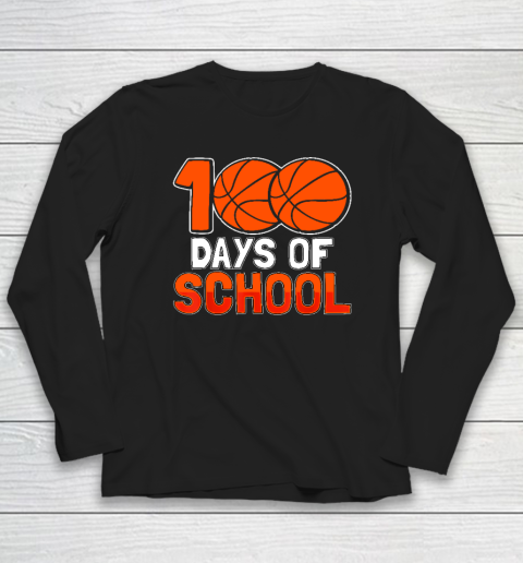 100th Day Student Boys Girls Basketball 100 Days Of School Long Sleeve T-Shirt