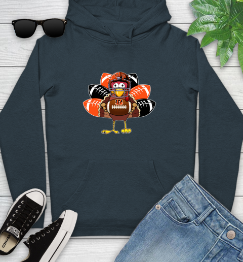 Cincinnati Bengals Turkey Thanksgiving Day Youth Hoodie 8