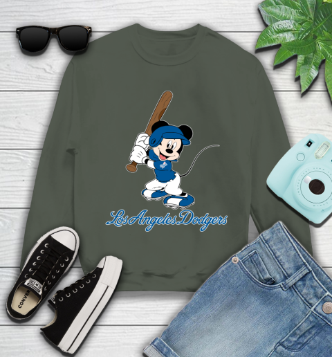 MLB Baseball Los Angeles Dodgers Cheerful Mickey Mouse Shirt Youth Sweatshirt Tee For Sports