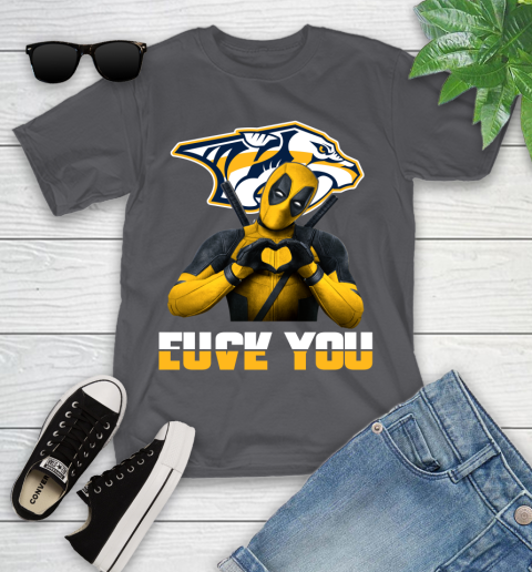 NHL Nashville Predators Deadpool Love You Fuck You Hockey Sports Youth T-Shirt 6