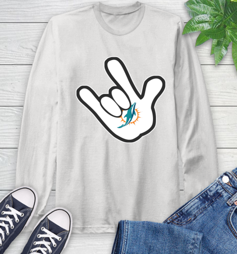 Miami Dolphins NFL Football Mickey Rock Hand Disney Long Sleeve T-Shirt