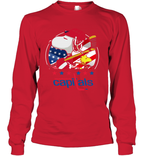 pbwk washington capitals snoopy and woodstock nhl youth long sleeve 50 front red