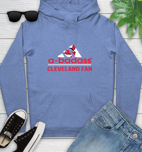 MLB A Badass Cleveland Indians Fan Adidas Baseball Sports Youth Hoodie 13