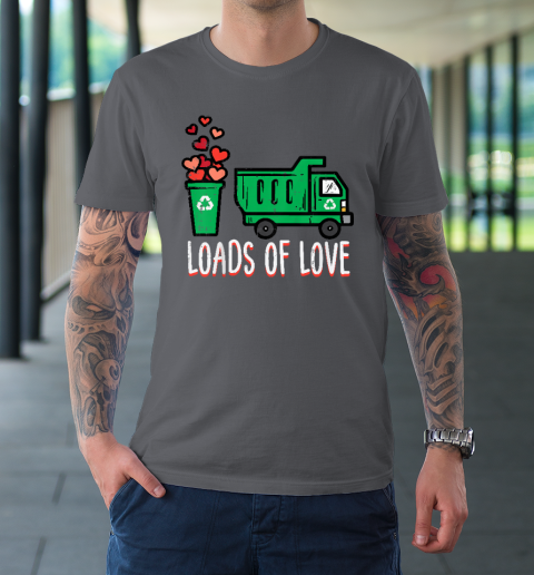 Kids Valentines Day Garbage Truck Loads Of Love T-Shirt 6