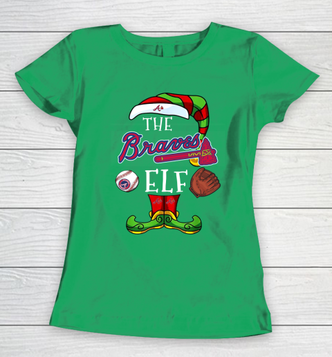 Atlanta Braves Christmas ELF Funny MLB Women's T-Shirt 5