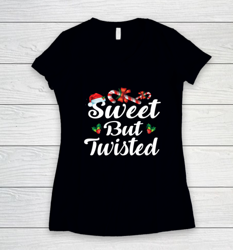 Sweet But Twisted Christmas Candy Canes Tee Xmas Holidays Women's V-Neck T-Shirt