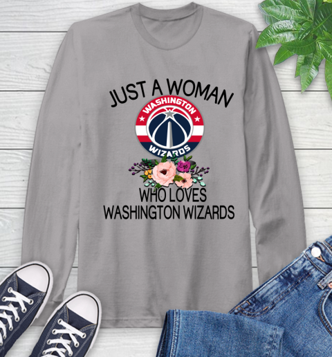 NBA Just A Woman Who Loves Washington Wizards Basketball Sports Long Sleeve T-Shirt 4