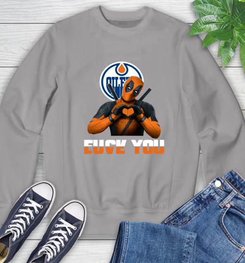 NHL Edmonton Oilers Deadpool Love You Fuck You Hockey Sports Sweatshirt 5
