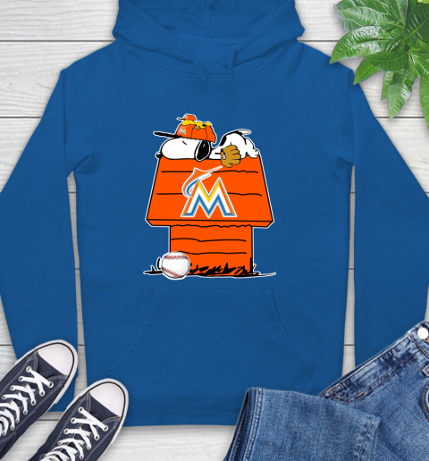 MLB Miami Marlins Snoopy Woodstock The Peanuts Movie Baseball T Shirt Hoodie 9
