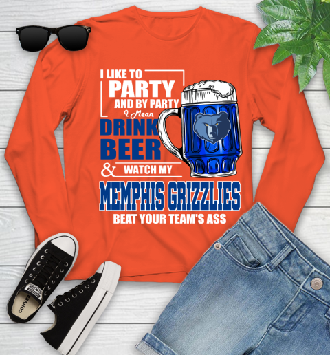 NBA Drink Beer and Watch My Memphis Grizzlies Beat Your Team's Ass Basketball Youth Long Sleeve 3
