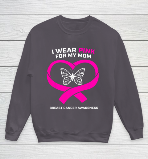 Men Women Kids Wear Pink For My Mom Breast Cancer Awareness Youth Sweatshirt 5