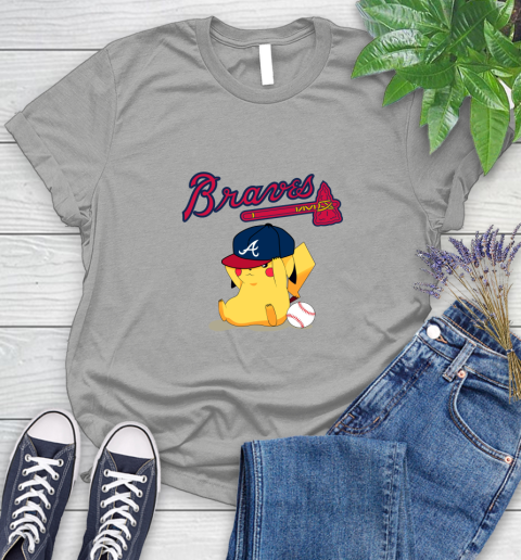 MLB Pikachu Baseball Sports Atlanta Braves Women's T-Shirt 10