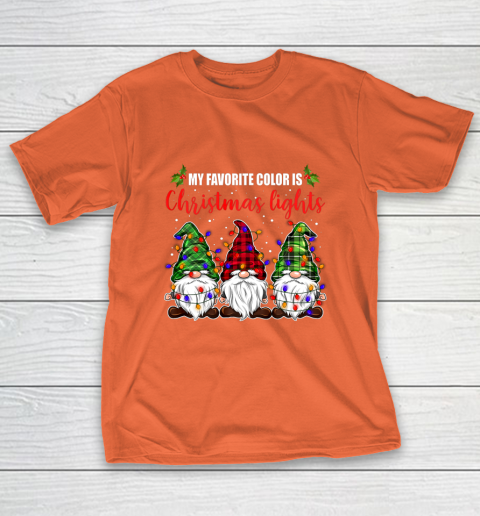 My Favorite Color Is Christmas Light Gnome Merry Christmas T-Shirt 4